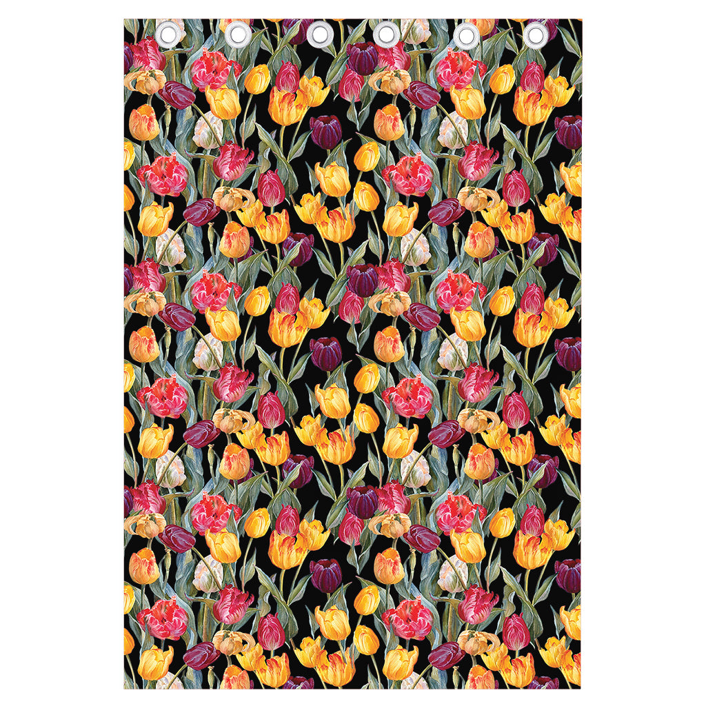 Colorful Watercolor Tulip Pattern Print Curtain