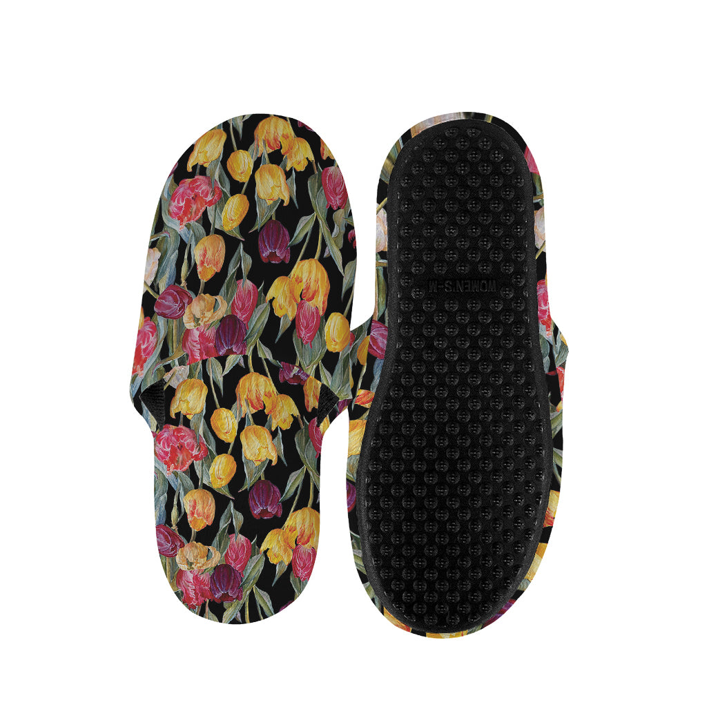 Colorful Watercolor Tulip Pattern Print Slippers