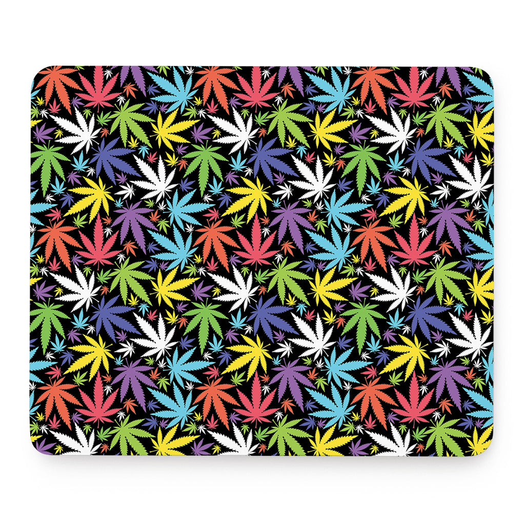Colorful Weed Leaf Pattern Print Mouse Pad