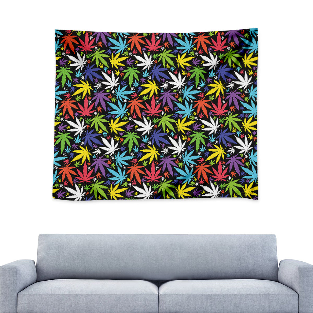 Colorful Weed Leaf Pattern Print Tapestry