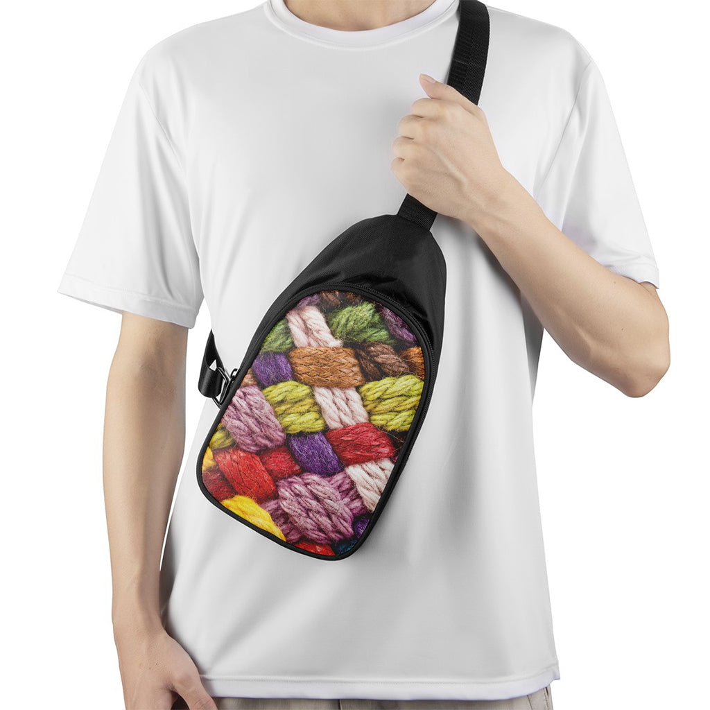 Colorful Wool Yarns Print Chest Bag