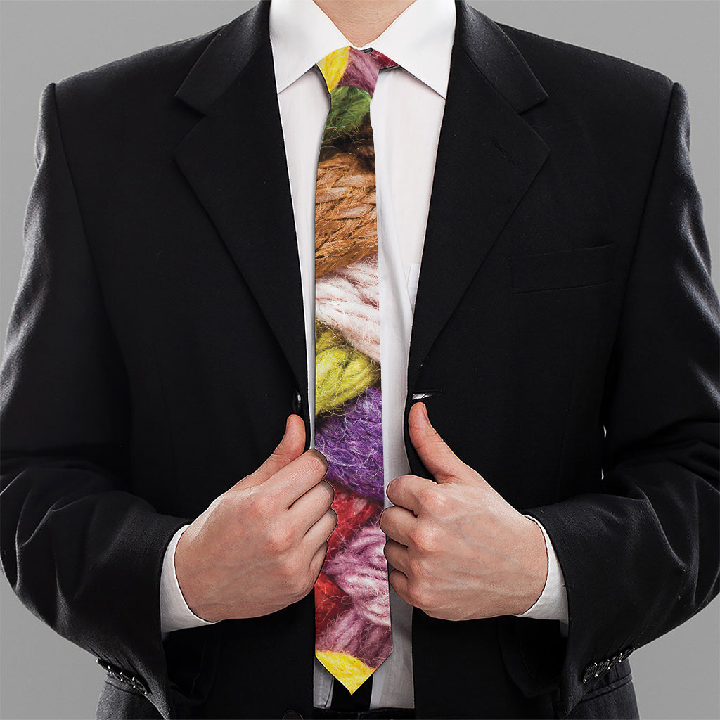 Colorful Wool Yarns Print Necktie