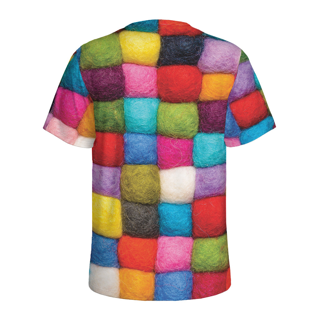 Colorful Yarn Balls Print Men's Sports T-Shirt