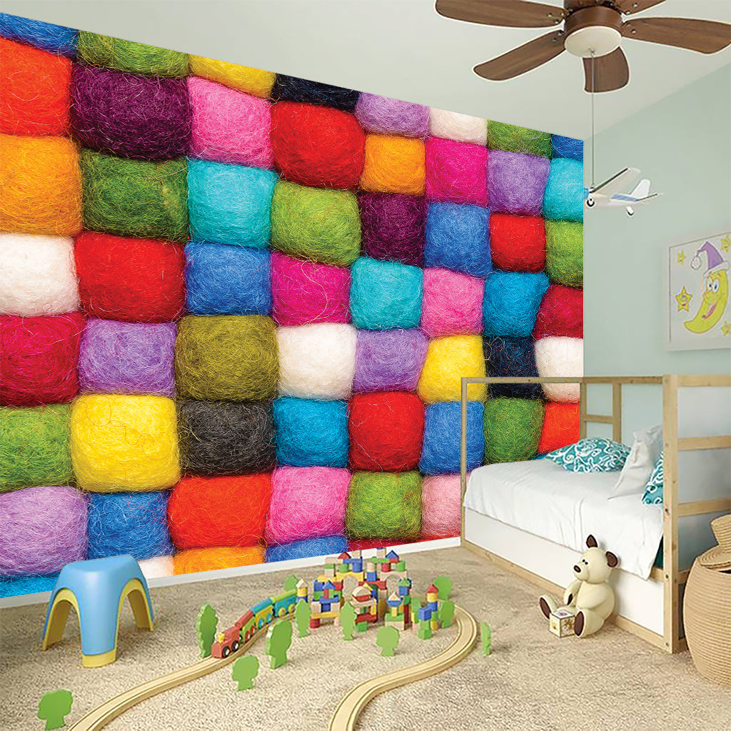 Colorful Yarn Balls Print Wall Sticker