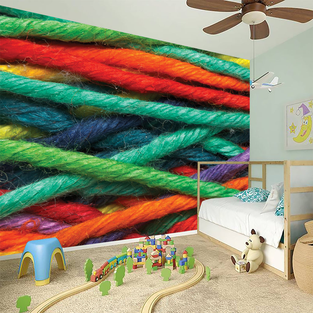 Colorful Yarn Print Wall Sticker