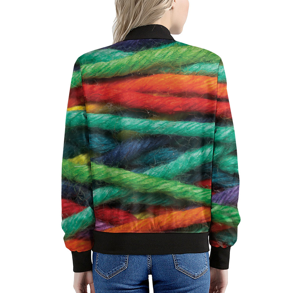 Colorful Yarn Print Women's Bomber Jacket