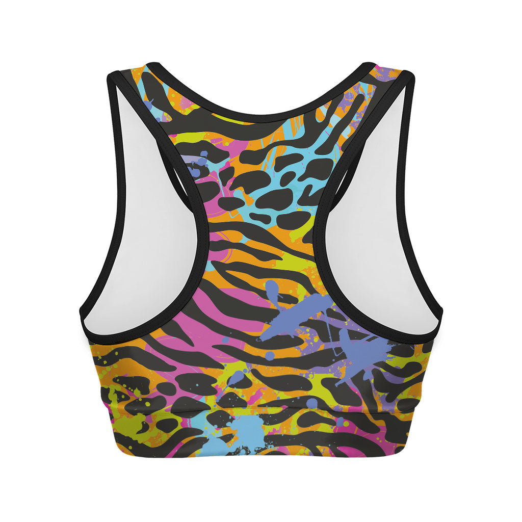 Colorful Zebra Leopard Pattern Print Women's Sports Bra