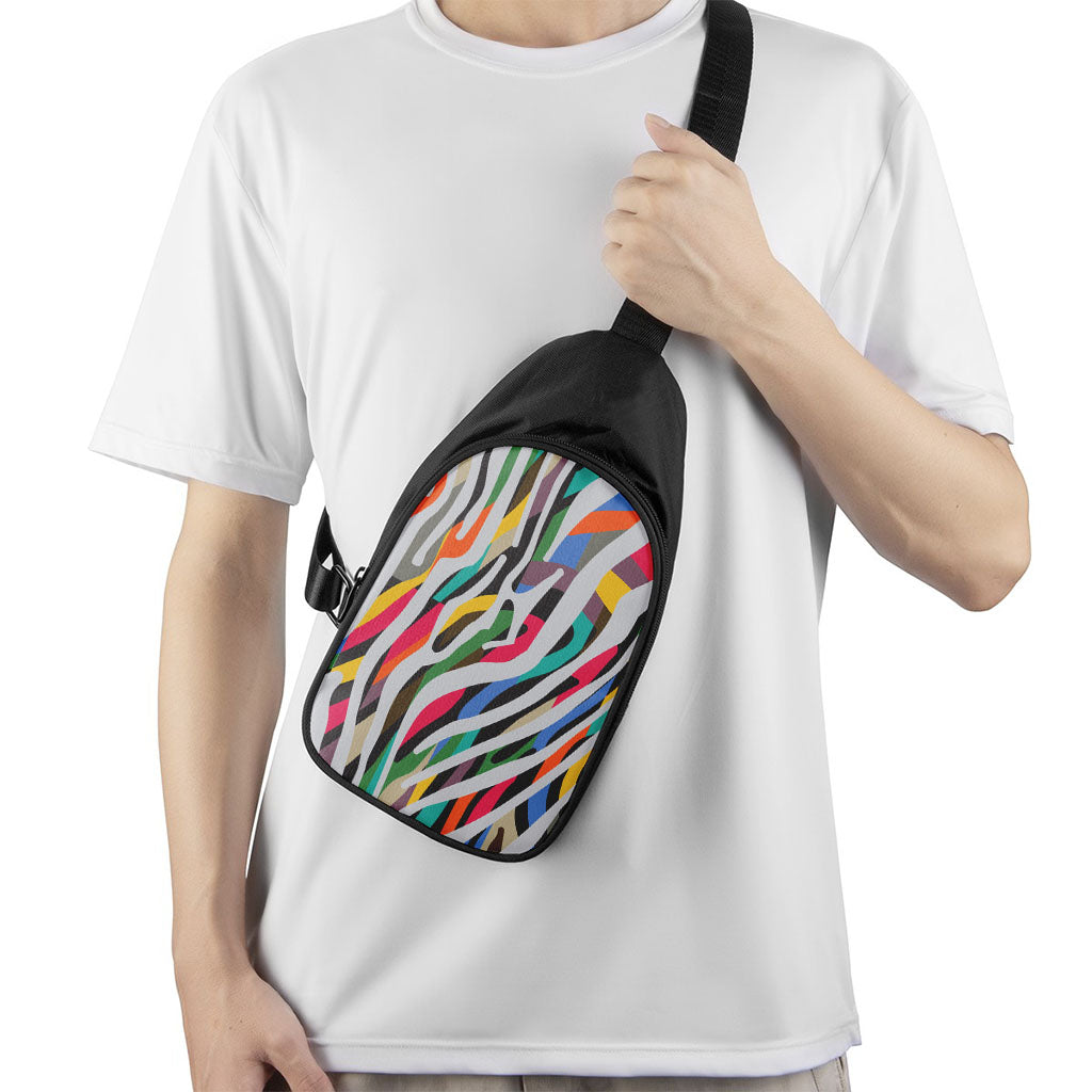 Colorful Zebra Pattern Print Chest Bag