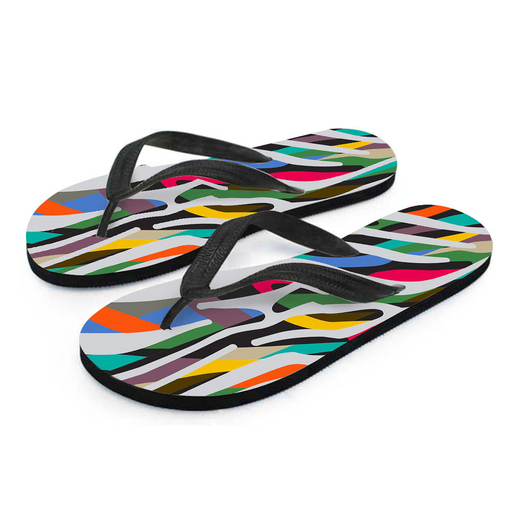 Colorful Zebra Pattern Print Flip Flops