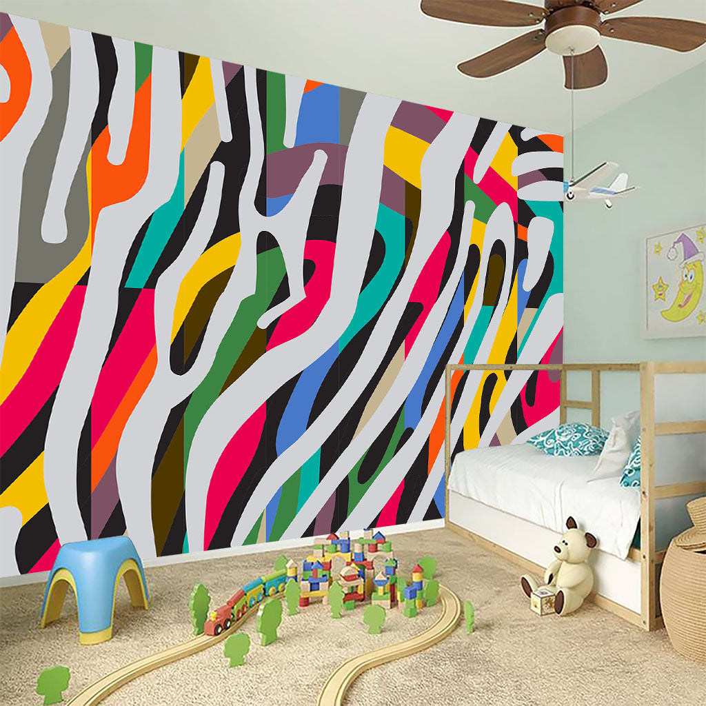Colorful Zebra Pattern Print Wall Sticker