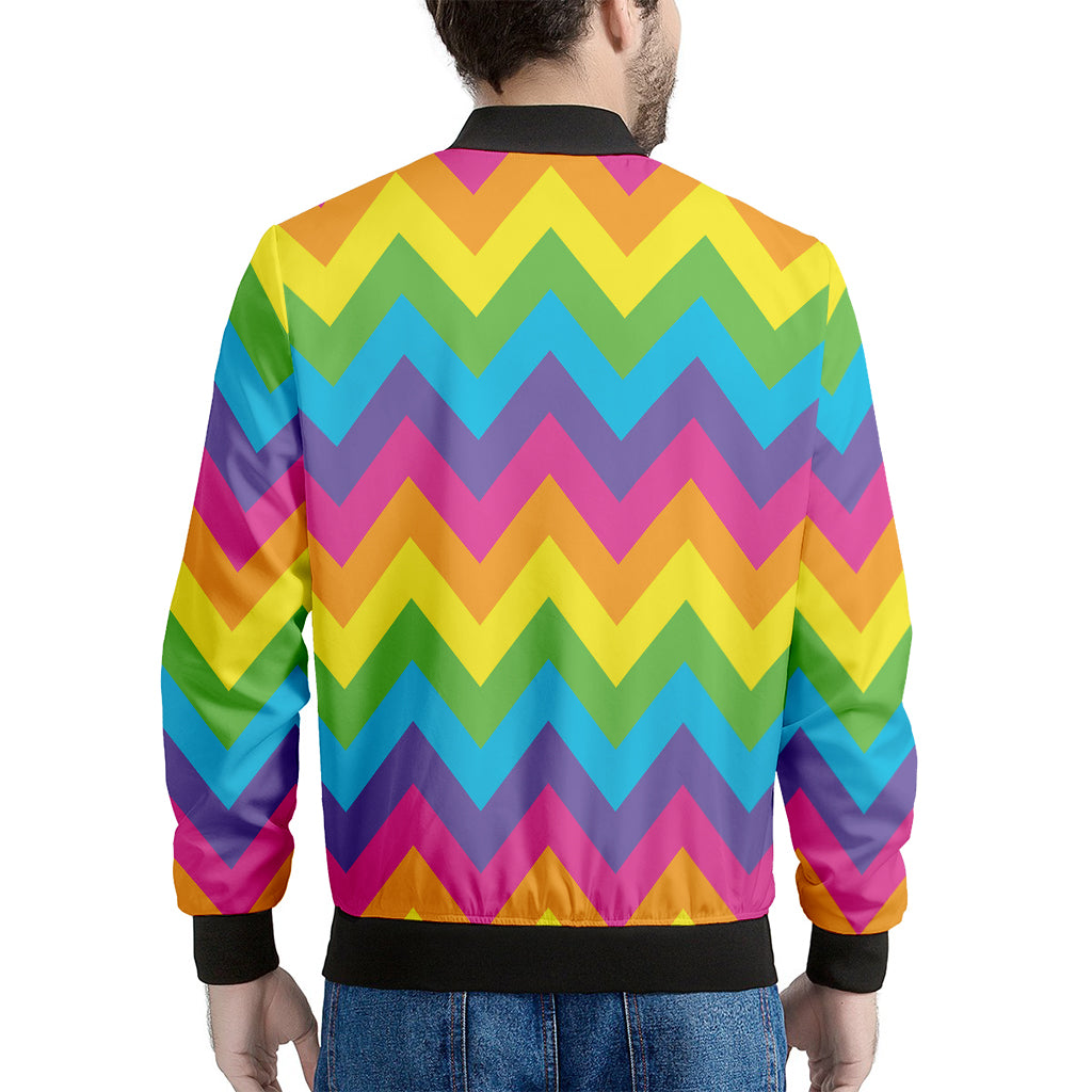 Colorful Zigzag Pattern Print Men's Bomber Jacket