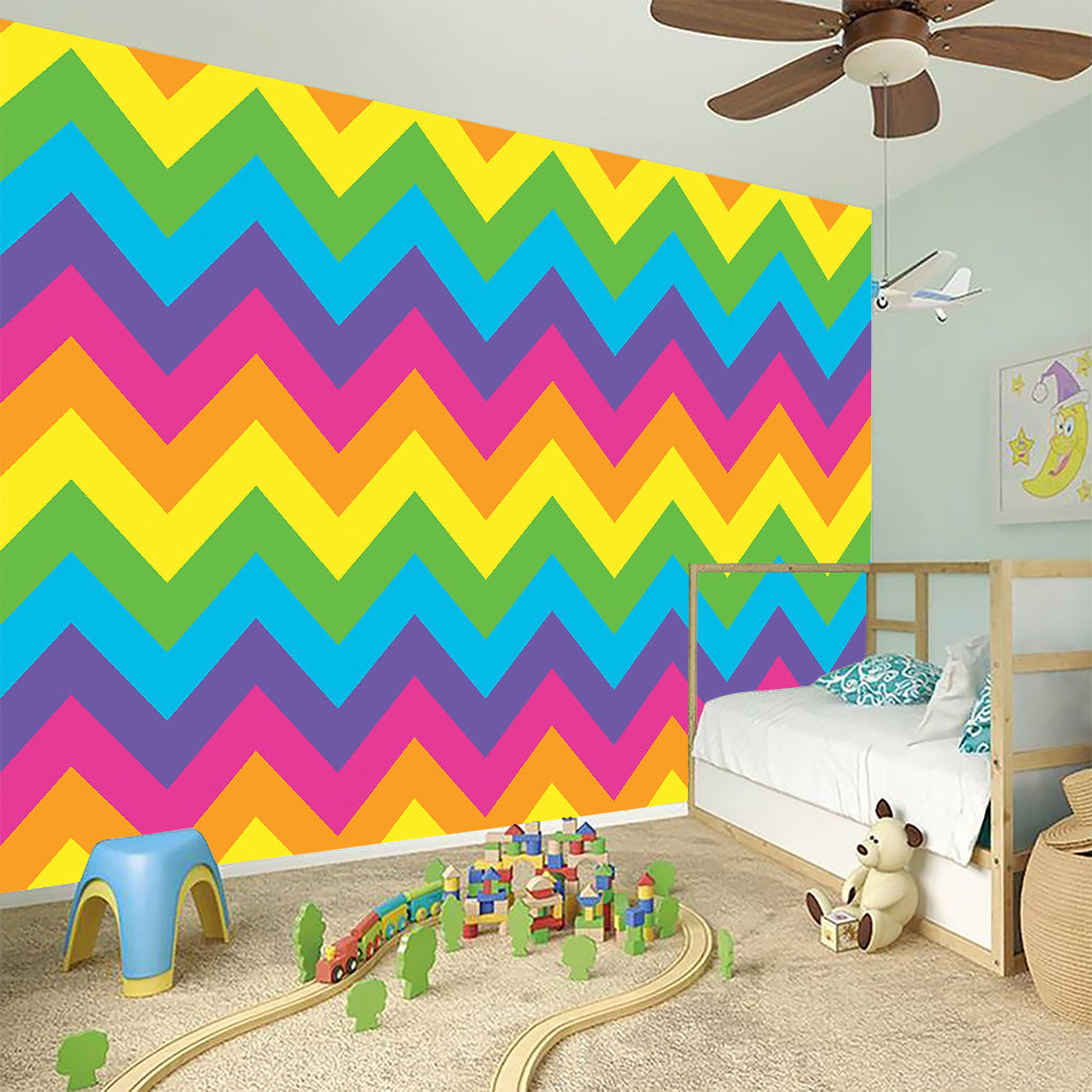 Colorful Zigzag Pattern Print Wall Sticker
