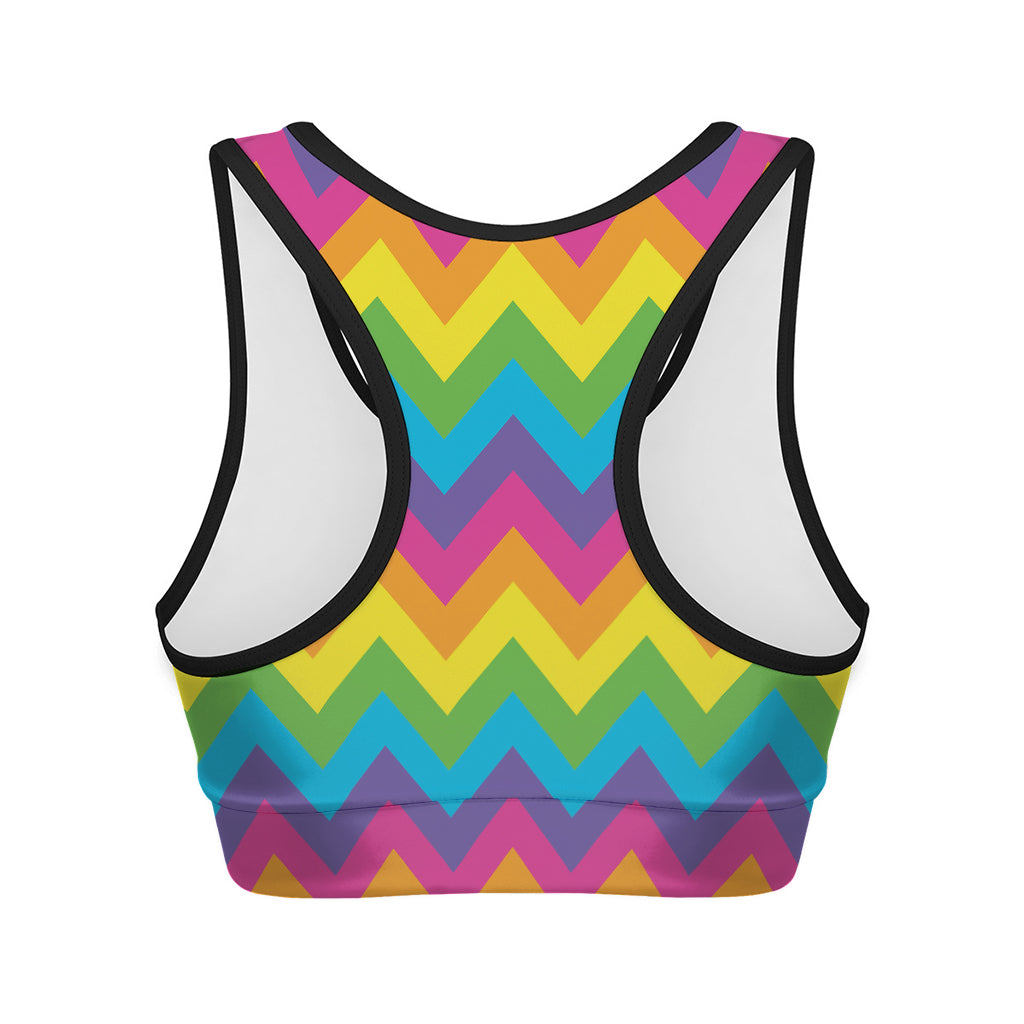 Colorful Zigzag Pattern Print Women's Sports Bra