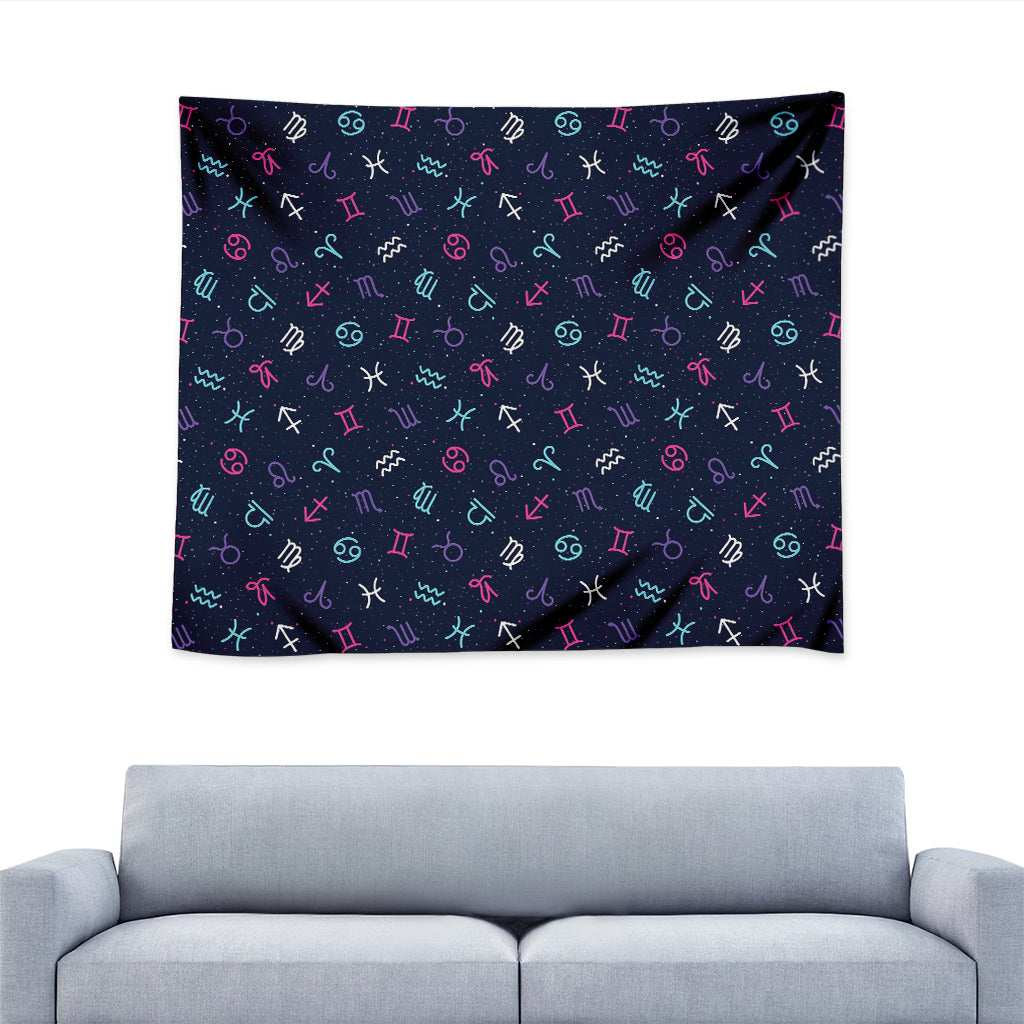 Colorful Zodiac Symbols Pattern Print Tapestry
