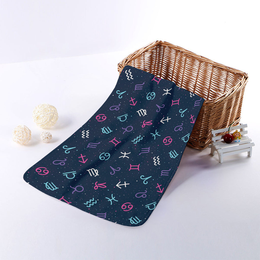 Colorful Zodiac Symbols Pattern Print Towel
