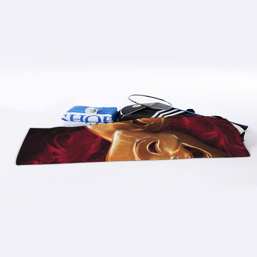 Comedy And Tragedy Theater Masks Print Sports Towel