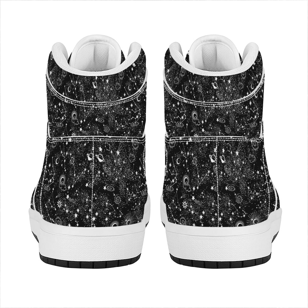 Constellation Galaxy Pattern Print High Top Leather Sneakers