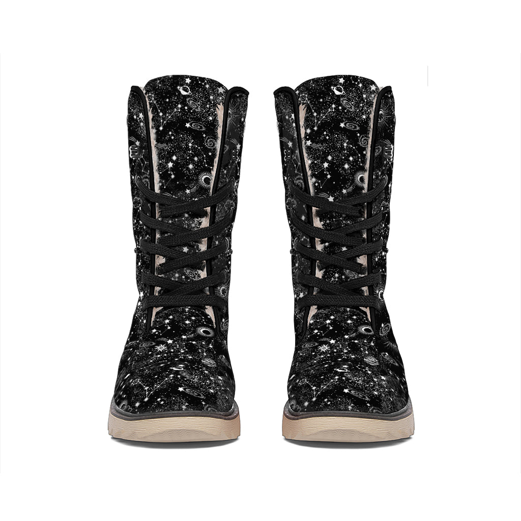 Constellation Galaxy Pattern Print Winter Boots