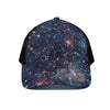 Constellation Galaxy Space Print Black Mesh Trucker Cap