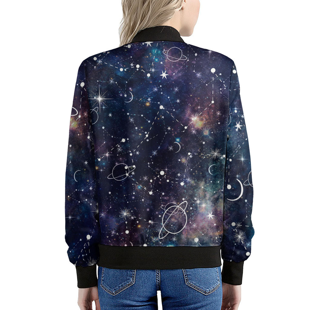 Constellation Galaxy Space Print Women's Bomber Jacket