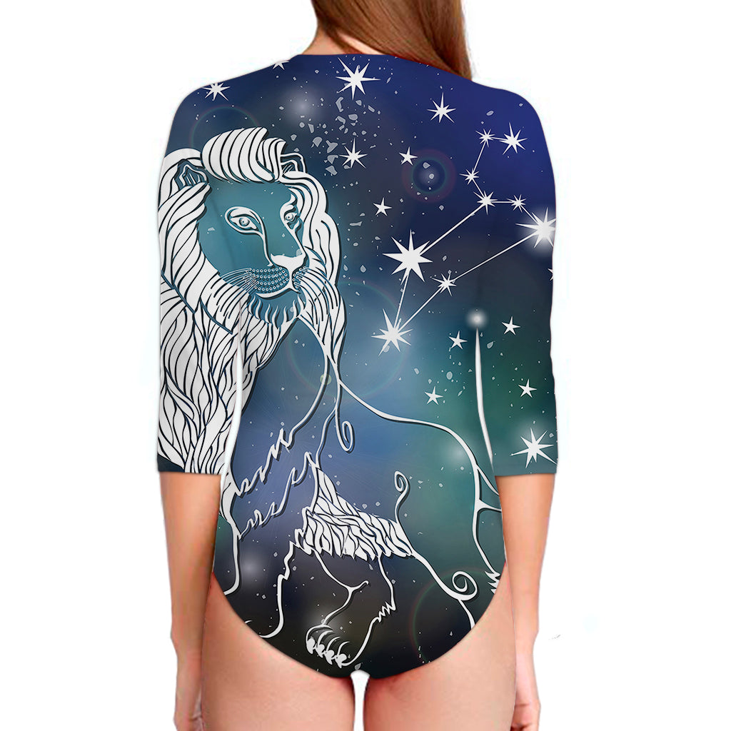 Constellation Of Leo Print Long Sleeve Swimsuit