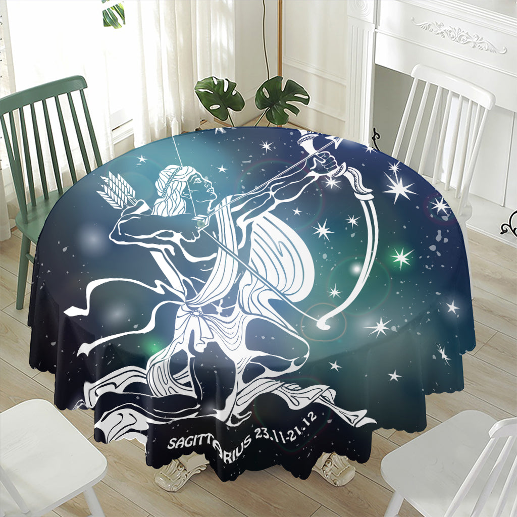 Constellation Of Sagittarius Print Waterproof Round Tablecloth