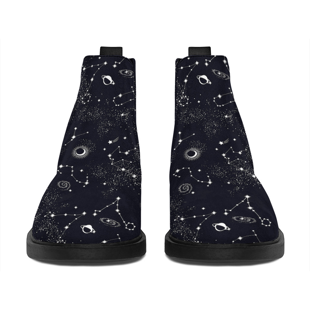 Constellation Space Pattern Print Flat Ankle Boots