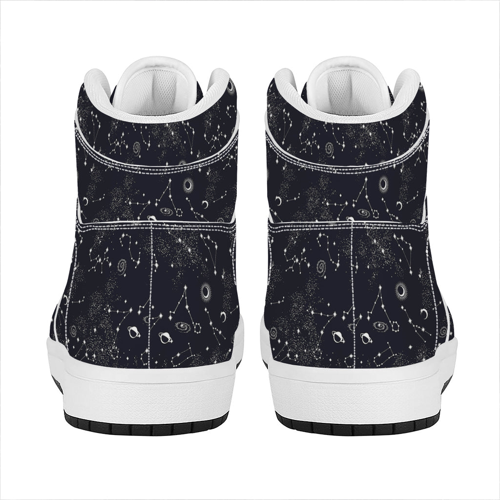 Constellation Space Pattern Print High Top Leather Sneakers