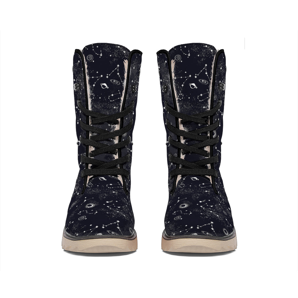 Constellation Space Pattern Print Winter Boots