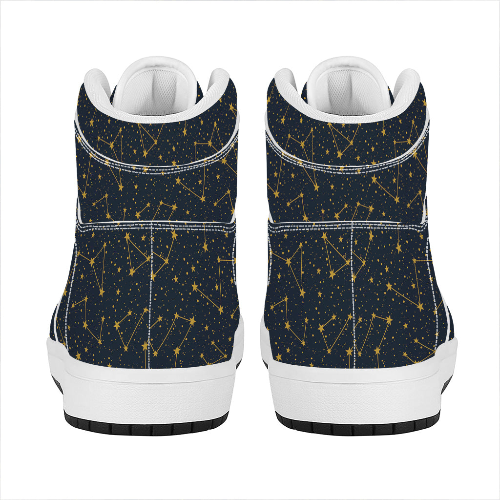 Constellation Symbols Pattern Print High Top Leather Sneakers