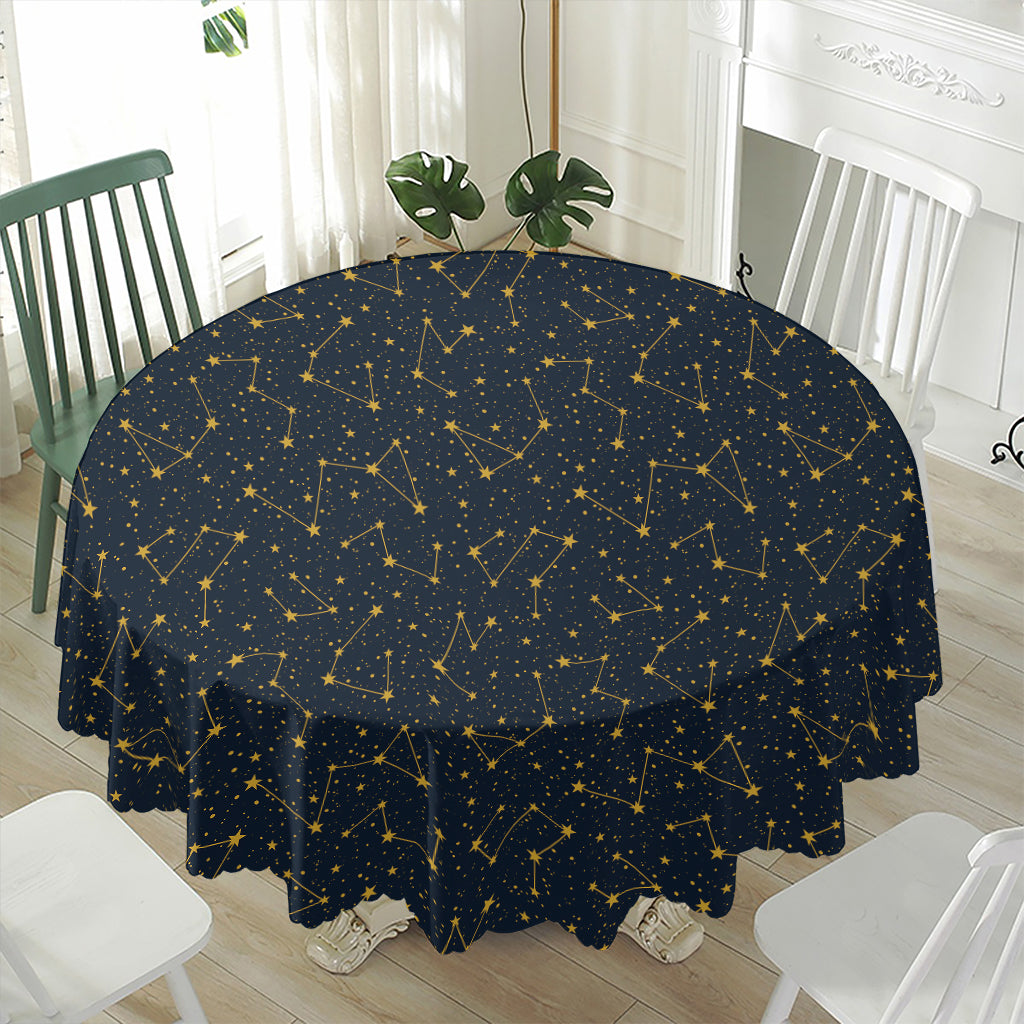 Constellation Symbols Pattern Print Waterproof Round Tablecloth
