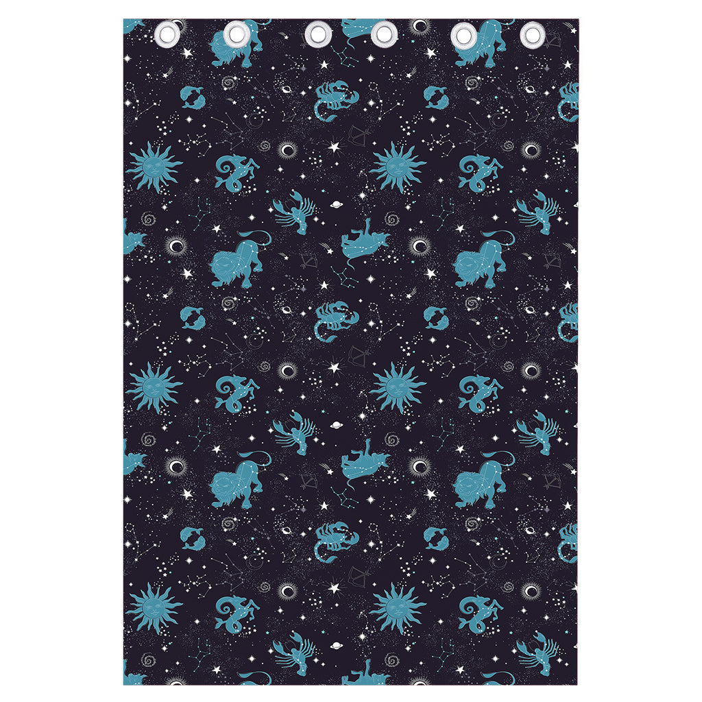 Constellation Zodiac Signs Pattern Print Curtain