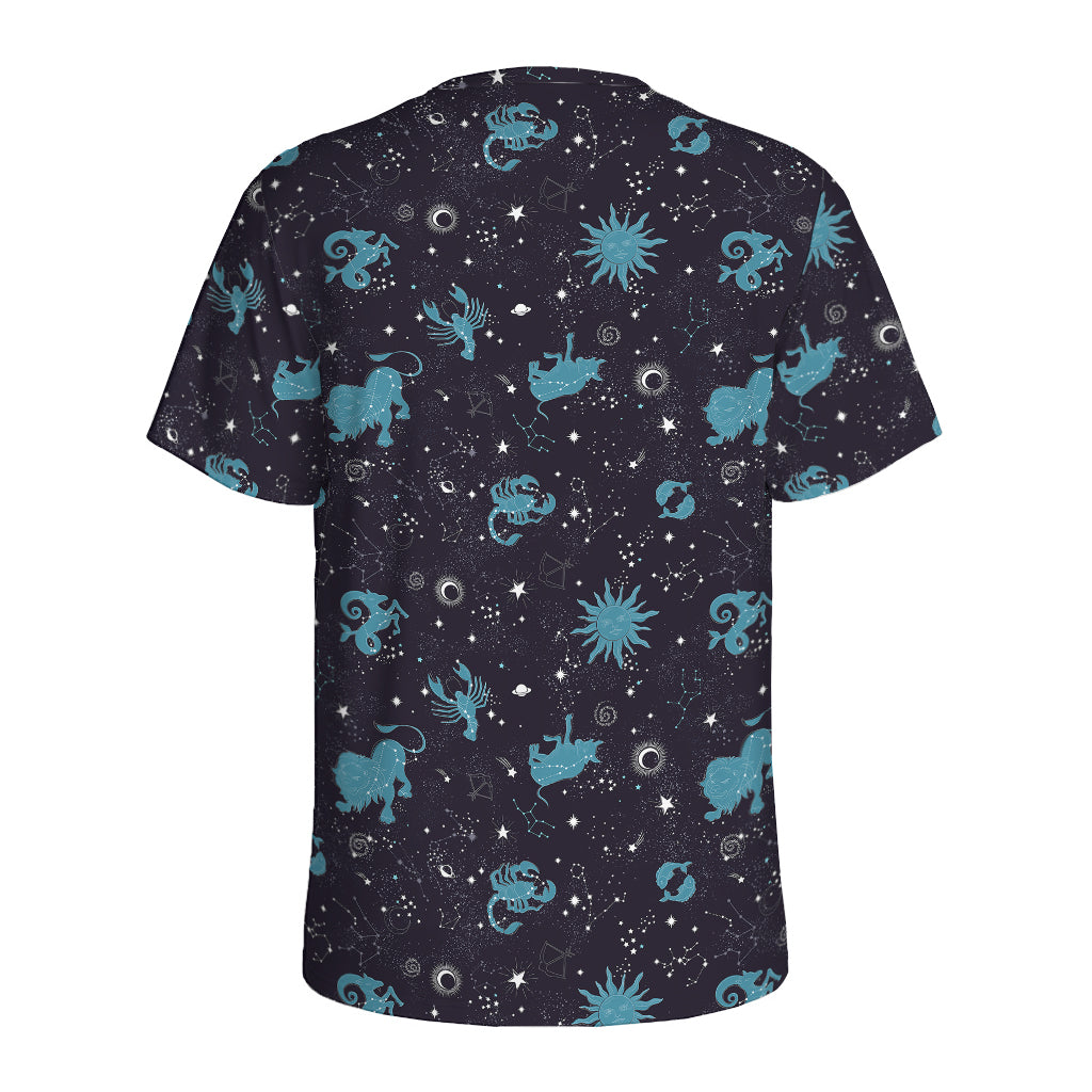 Constellation Zodiac Signs Pattern Print Men's Sports T-Shirt