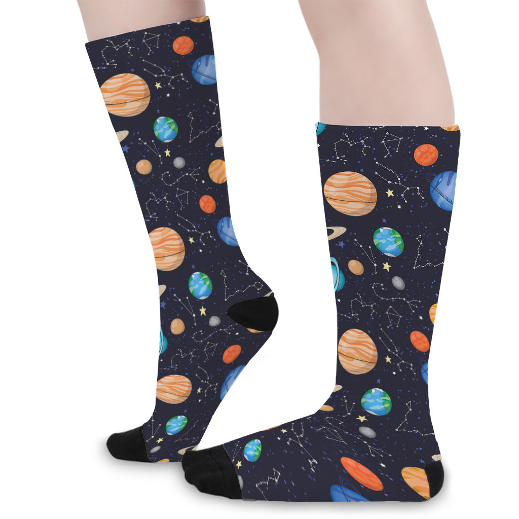 Constellations And Planets Pattern Print Long Socks