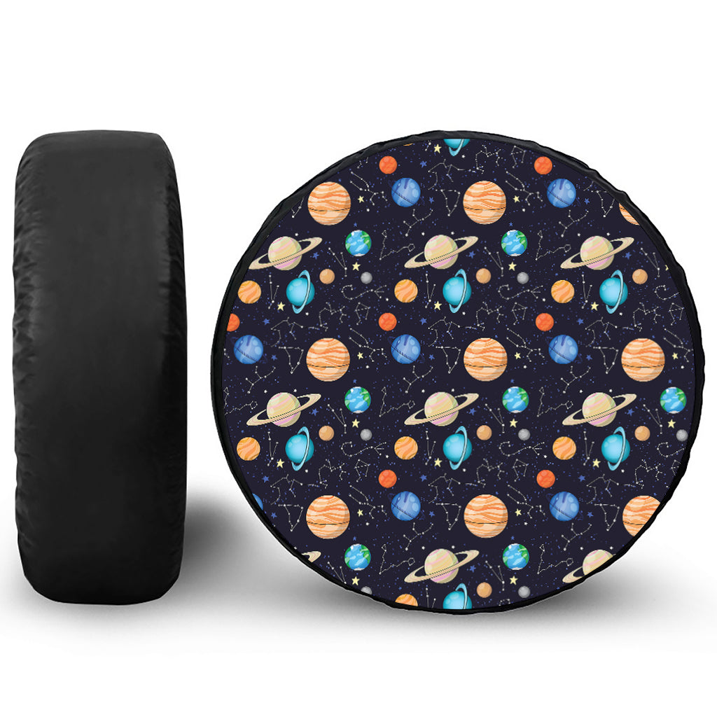 Constellations And Planets Pattern Print Tire Cover