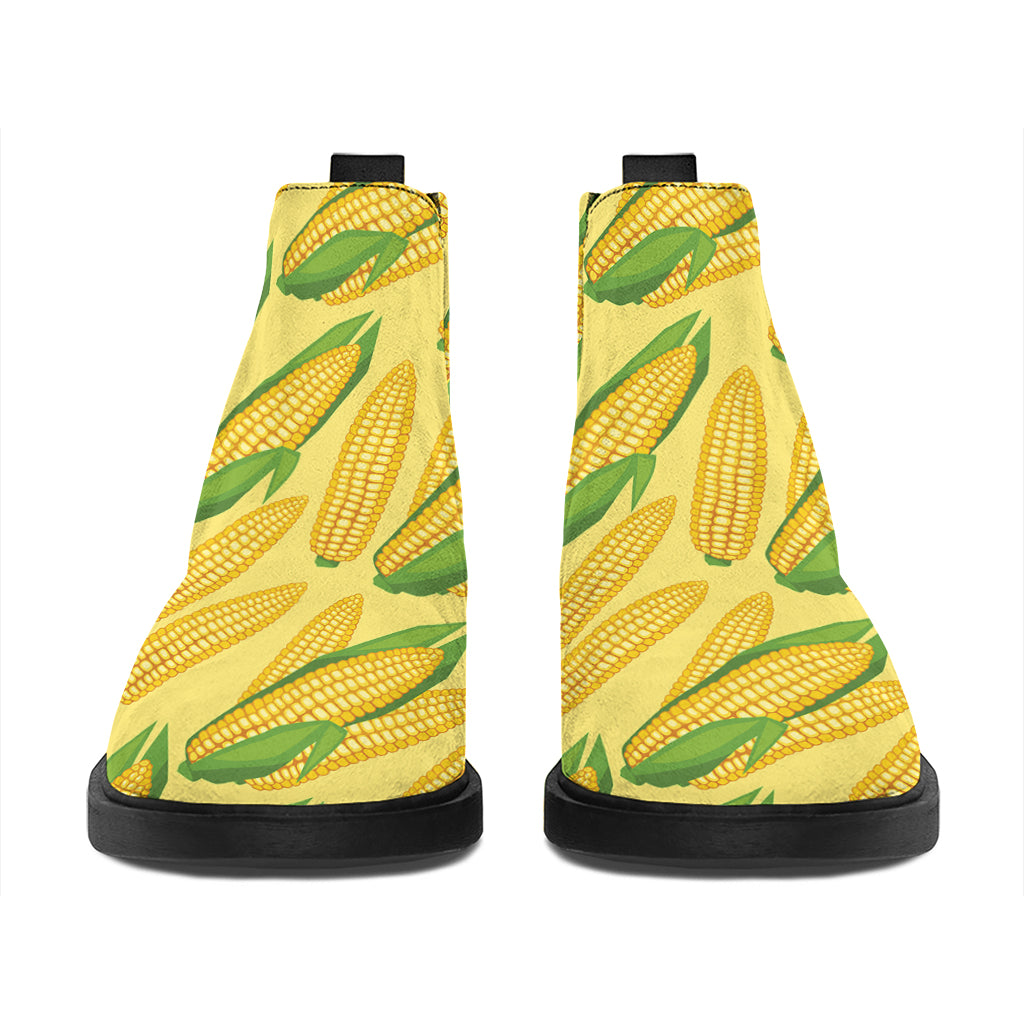 Corn Cob Pattern Print Flat Ankle Boots