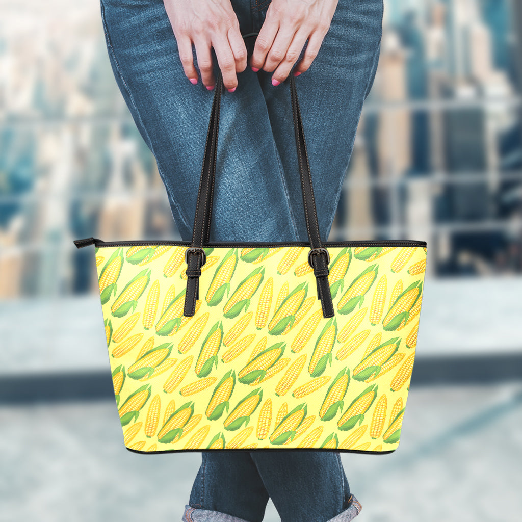 Corn Cob Pattern Print Leather Tote Bag