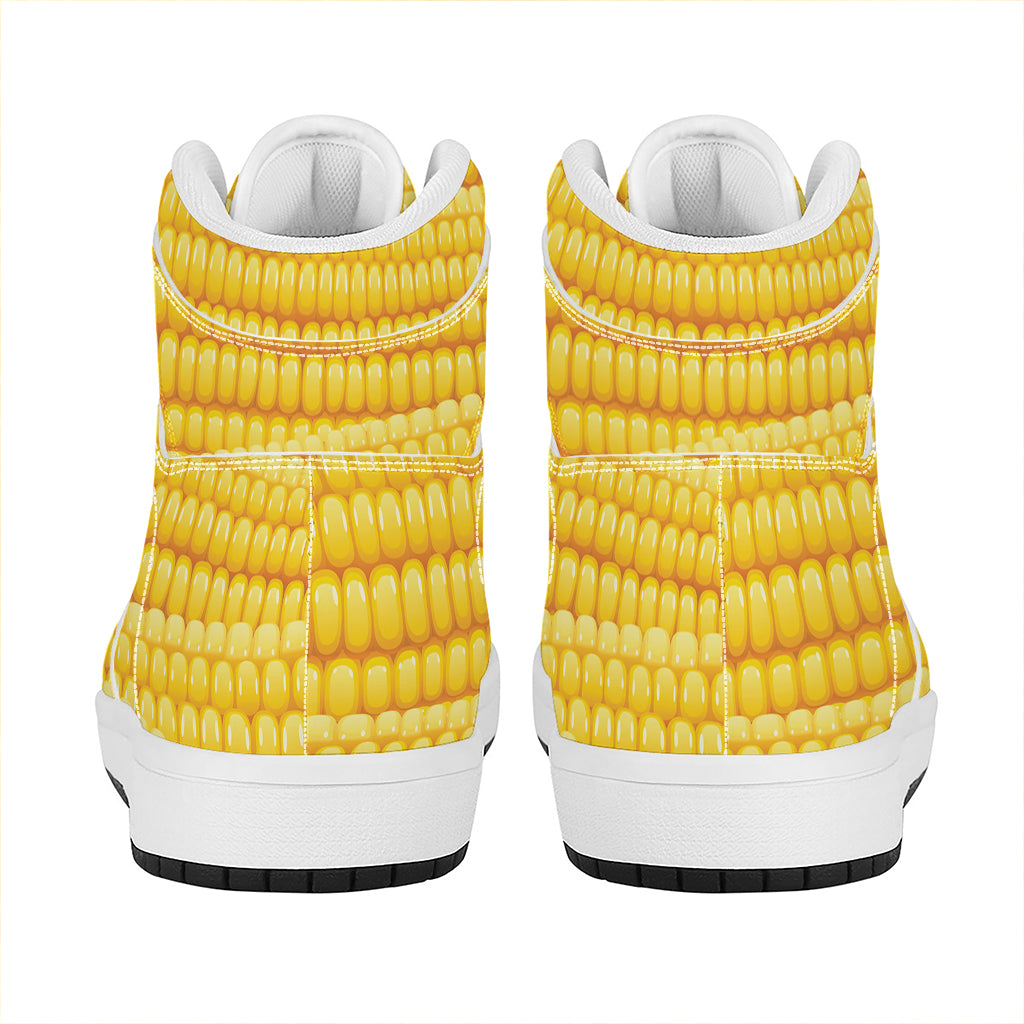 Corn Pattern Print High Top Leather Sneakers