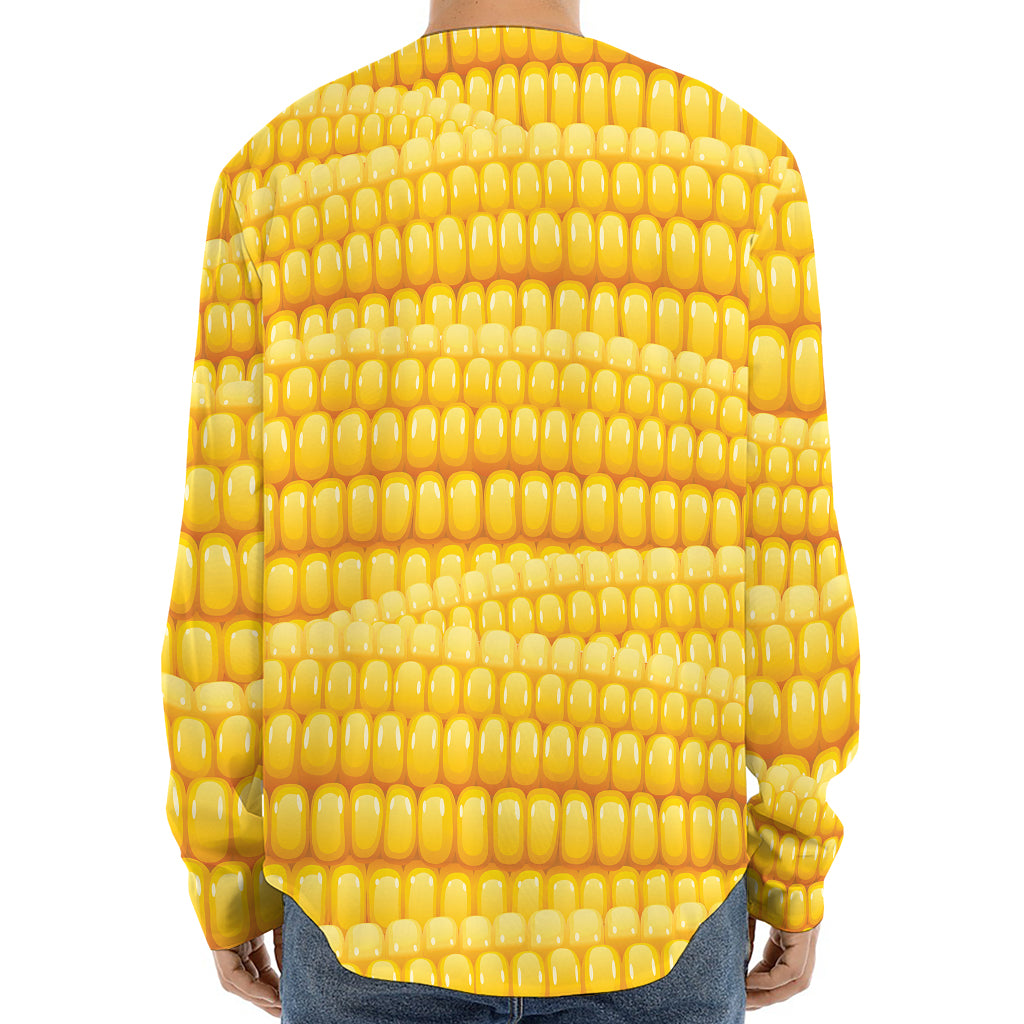 Corn Pattern Print Long Sleeve Baseball Jersey