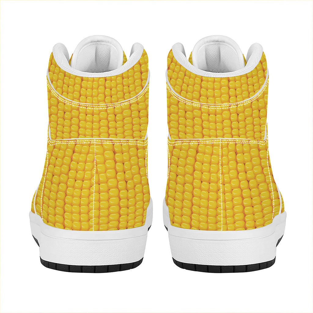 Corn Print High Top Leather Sneakers