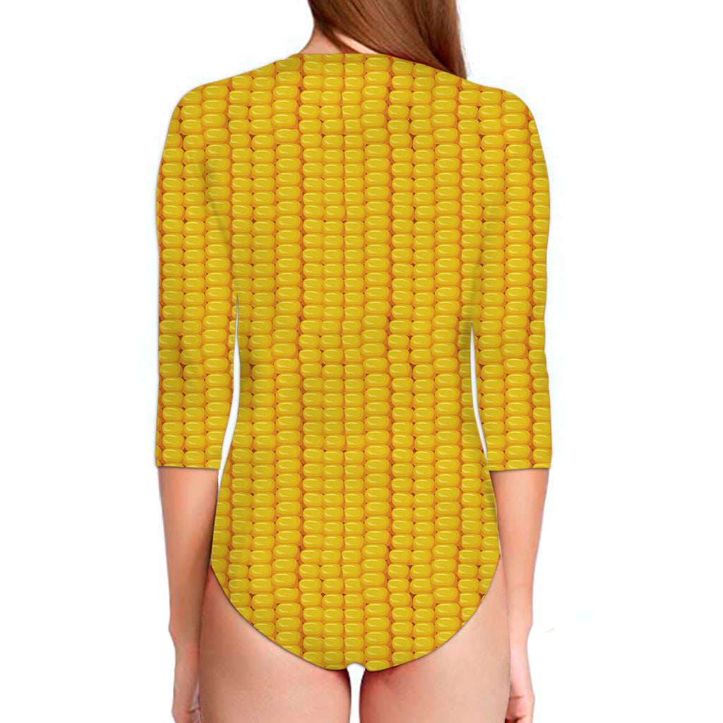 Corn Print Long Sleeve Swimsuit