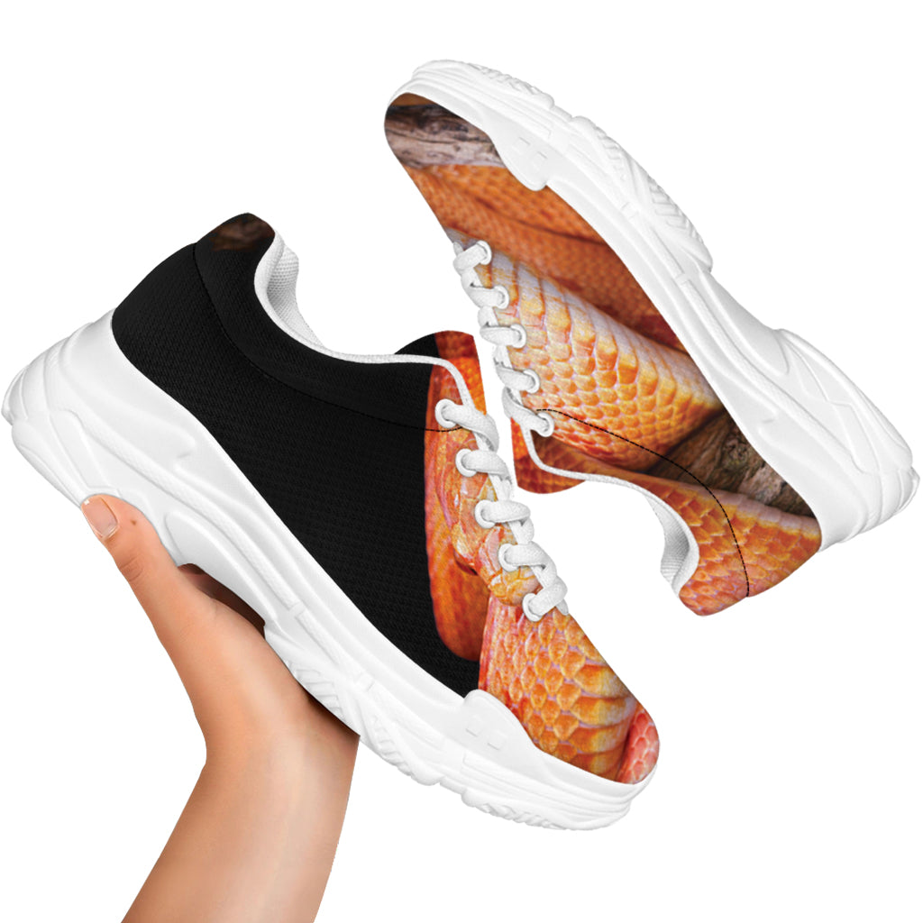 Corn Snake Print White Chunky Shoes