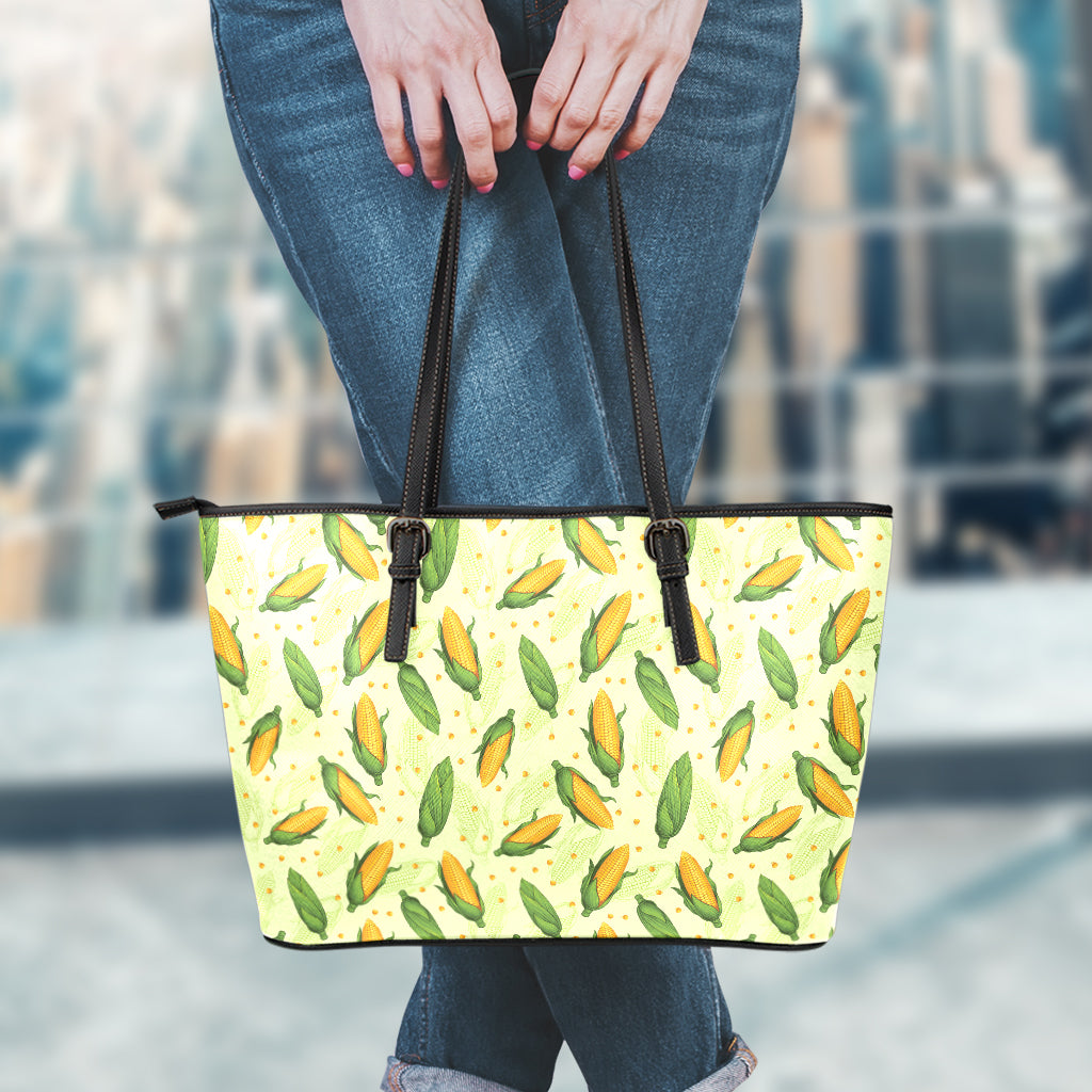 Corncob Pattern Print Leather Tote Bag