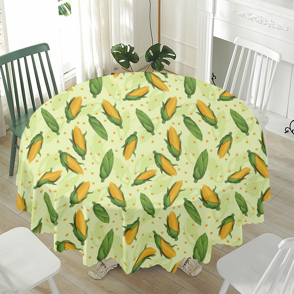 Corncob Pattern Print Waterproof Round Tablecloth