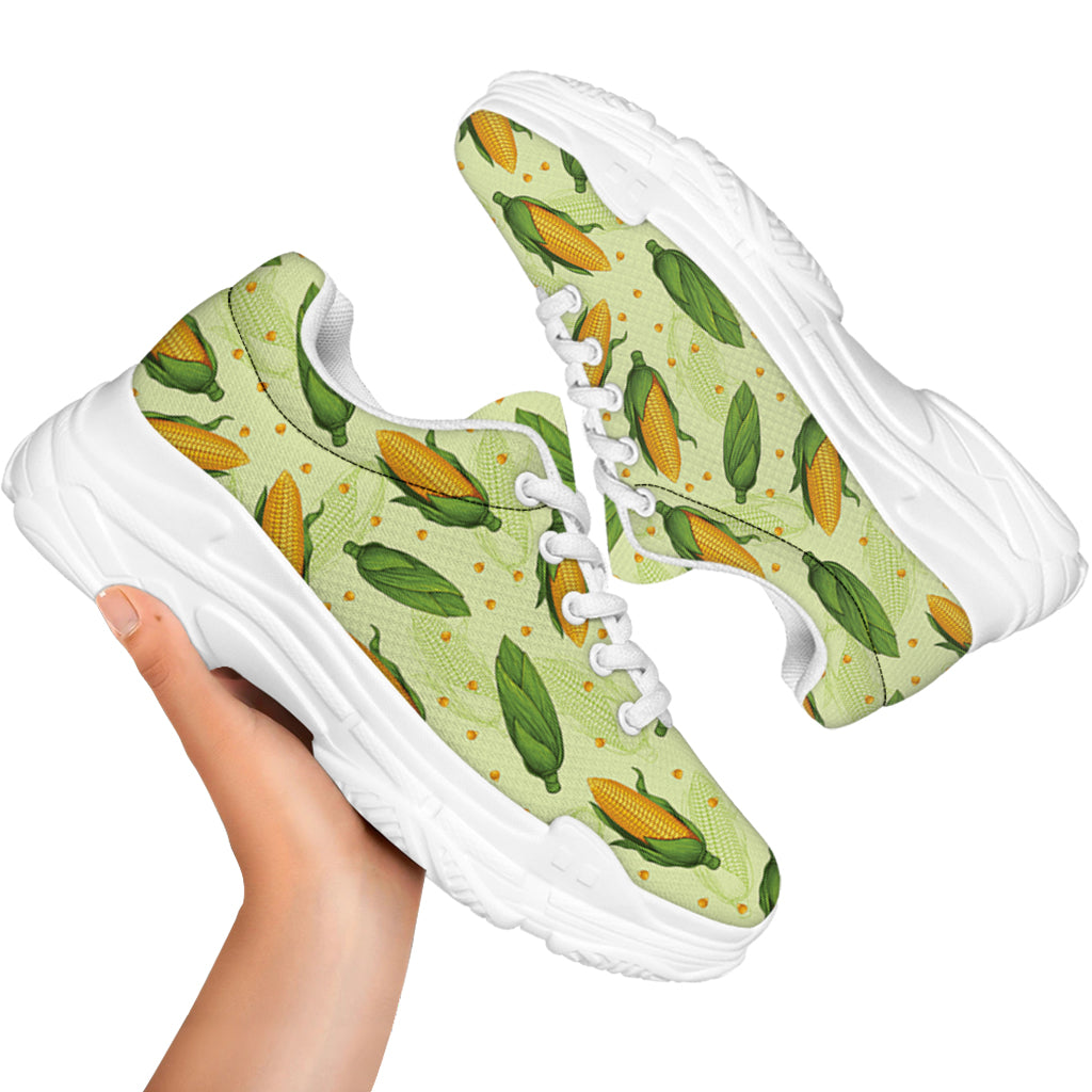 Corncob Pattern Print White Chunky Shoes