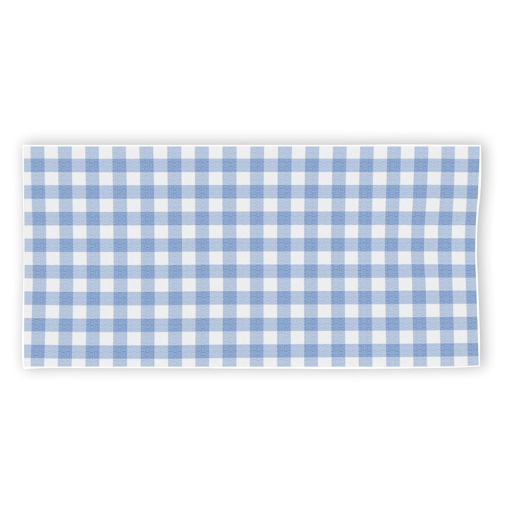 Cornflower Blue And White Gingham Print Beach Towel