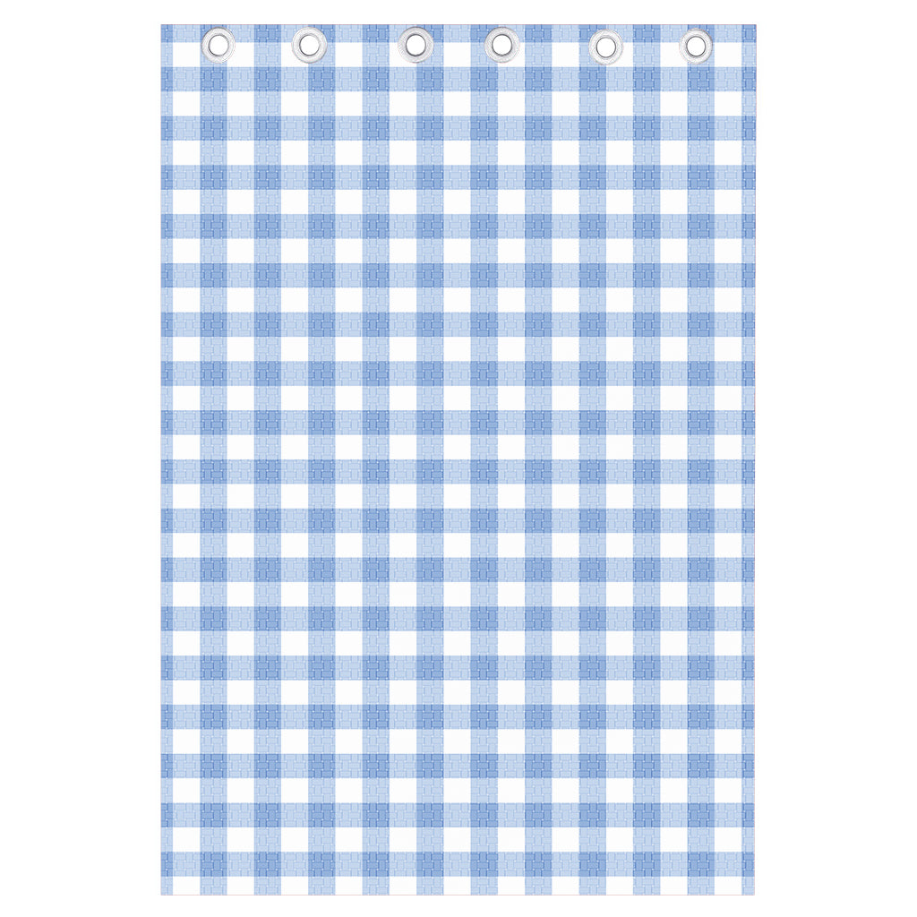 Cornflower Blue And White Gingham Print Curtain