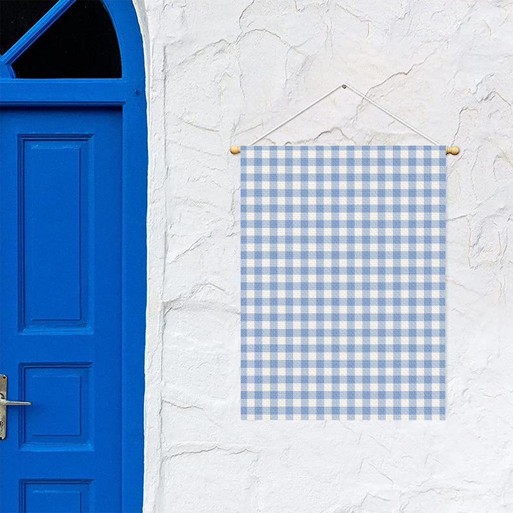 Cornflower Blue And White Gingham Print Garden Flag