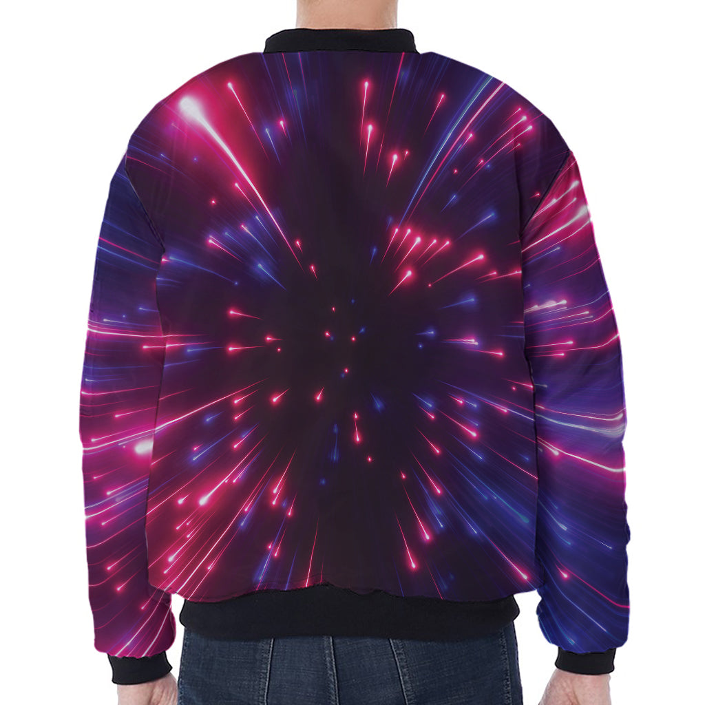 Cosmic Hyperspace Print Zip Sleeve Bomber Jacket