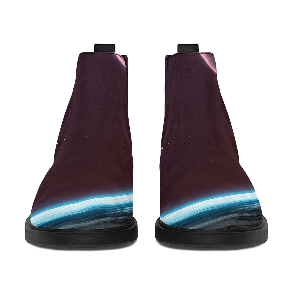 Cosmic Space Print Flat Ankle Boots